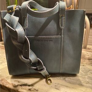 Portland Leather Aqua  Blue Tote with Braided Strap